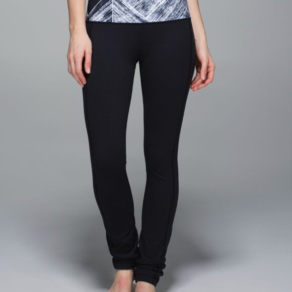 Lululemon Skinny Groove Pant II (Roll Down) Black / Heat Wave White Black sz 8 - Picture 2 of 7